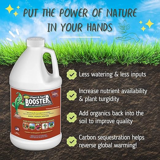 Nature's Wonder Organic Soil Conditioner & Root Booster for Plants - Concentrated Liquid Biostimulant with Fulvic Humic Acid for Plants, Potting Soil, Flowers & Lawns - 60oz