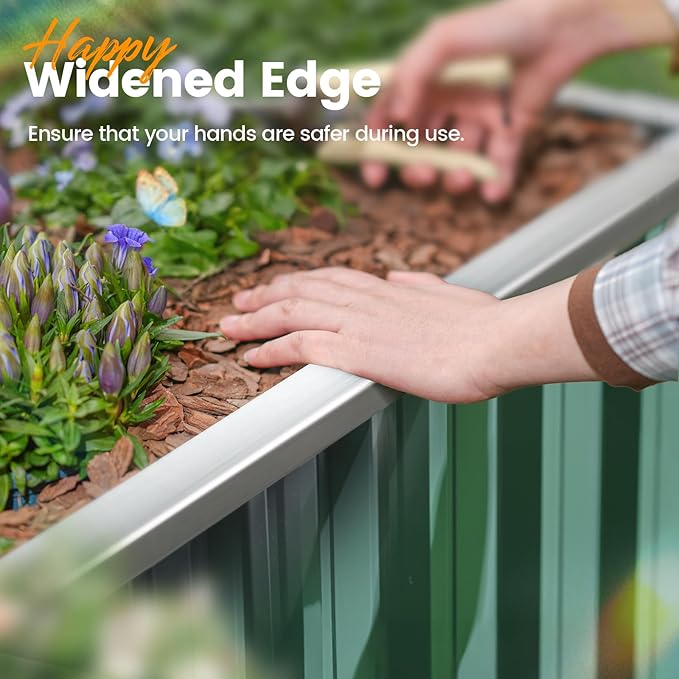 KING BIRD 68" x 36" x 24" Galvanized Raised Garden Bed Outdoor Heightened Steel Metal Planter Box for Deep-Rooted Vegetables, Flowers, Large Raised Bed Kit(Green)