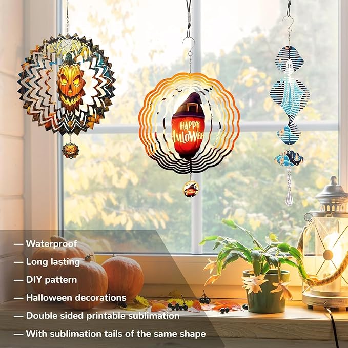 Sublimation Wind Spinner Blanks, 8 Pack 10 Inch 3D Aluminum Metal Hanging Wind Spinner Bulk Sublimation Blanks for Garden Yard Outdoor, Window Porch Decoration for Heat Press Transfer DIY Gift