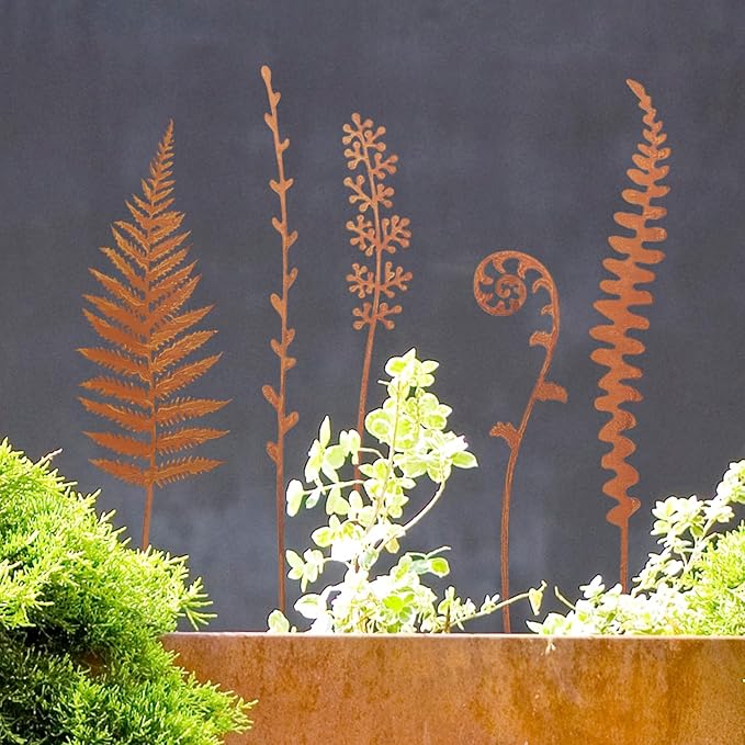 Metal Flowers for Outside,Garden Stakes Decorative,Flower Bed Decor Plant Stakes,Garden Statues Outdoor Clearance,Metal Yard Art Outdoor,Plant Decorations for Pots