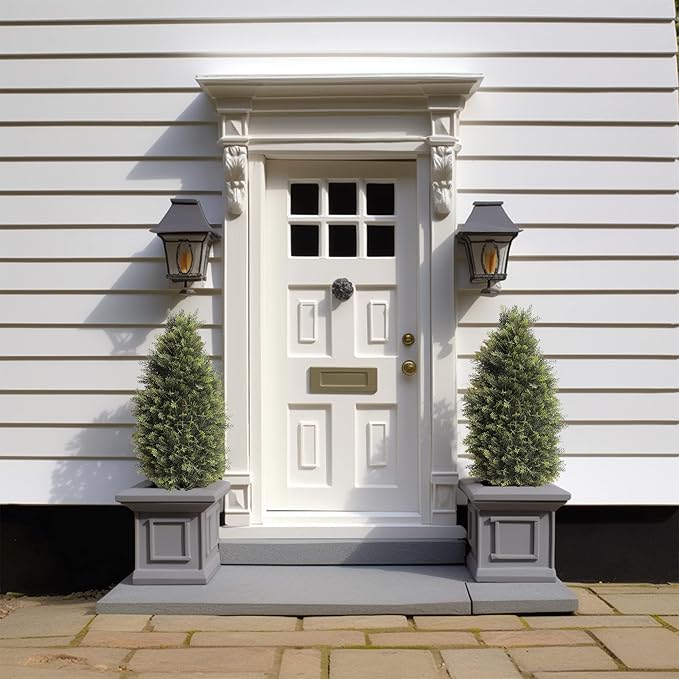 3FT Artificial Cedar Topiary Trees, Fake Cypress Trees Faux Pine Shrubs Plants, Evergreen Plants for Home Porch Decor Set of 2