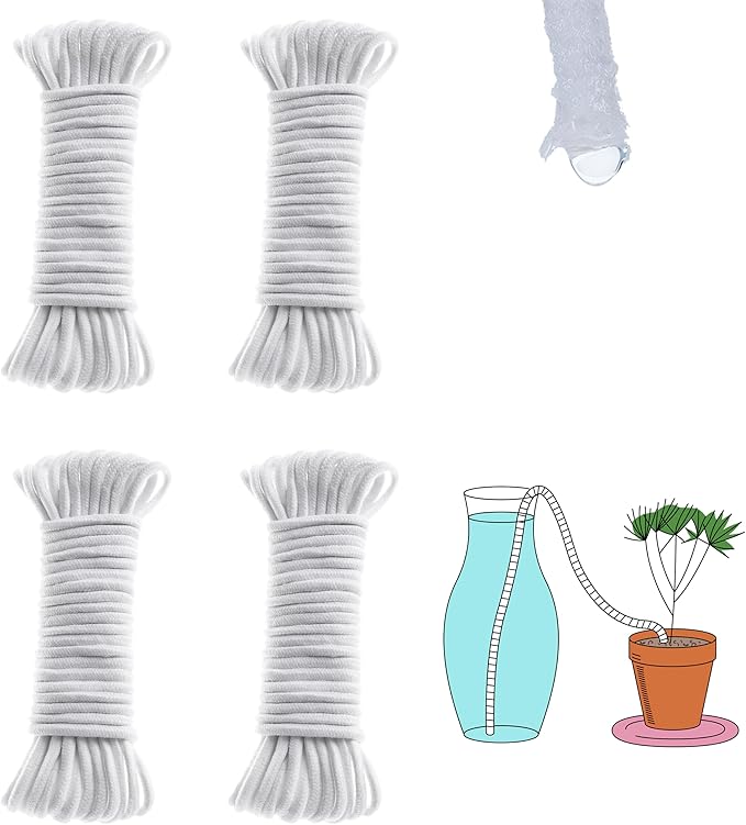 ORIMERC 200 feet 1/4 inch Self Watering Capillary Wick Cord Vacation Plant Sitter DIY Hydroponic Wicking Rope Seeds Start Planter Pot Automatic Potted Flower Passive Lazy Waterer String System Device