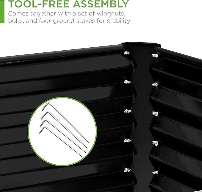 Best Choice Products 8x4x2ft Outdoor Metal Raised Garden Bed, Deep Root Planter Box for Vegetables, Flowers, Herbs, and Succulents w/ 478 Gallon Capacity - Black