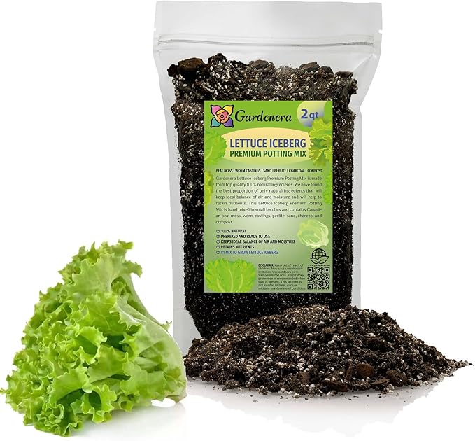 Premium Potting Soil Blend for Lettuce Iceberg - The Ultimate Mix for Healthy, Vibrant, and Crisp Lettuce - 2 Quart