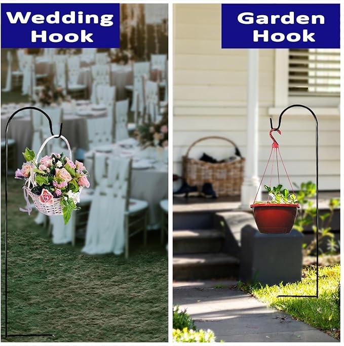 Ashman Shepherd's Hooks 35 Inch (48 Per Pack), Black, Made of Premium Metal for Hanging Solar Lights, Bird Feeders, Mason Jars, Christmas Lights, Lanterns, Garden Stakes and Wedding Décor.