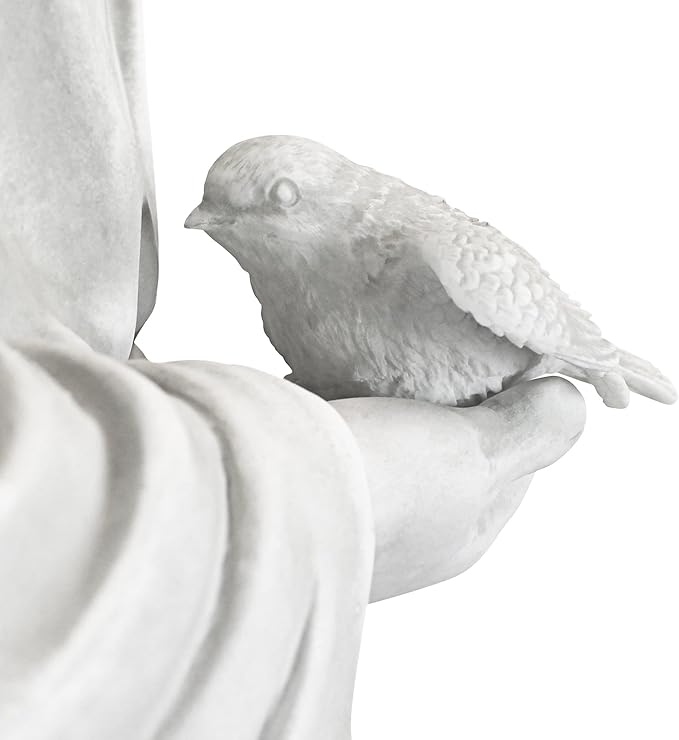 Design Toscano Francis of Assisi, Patron of Animals Religious Garden Decor Statue, 37 inches Tall, Cast Stone Resin, Antique Stone Finish