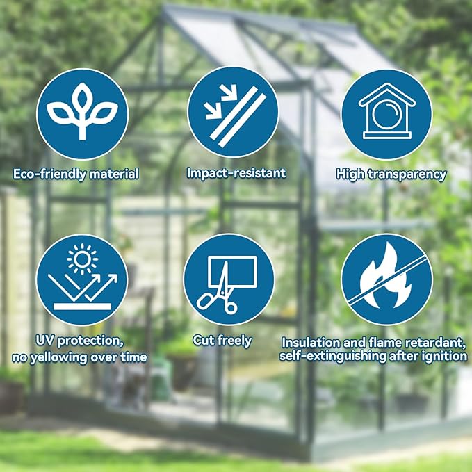 12 Pcs Polycarbonate Greenhouse Panels Waterproof UV Protected Polycarbonate Double Layer Polycarbonate Panels Sheet Corrugated Plastic for Greenhouse, Outdoor, Plant Stand Roof(4' x 2' x 0.24'')