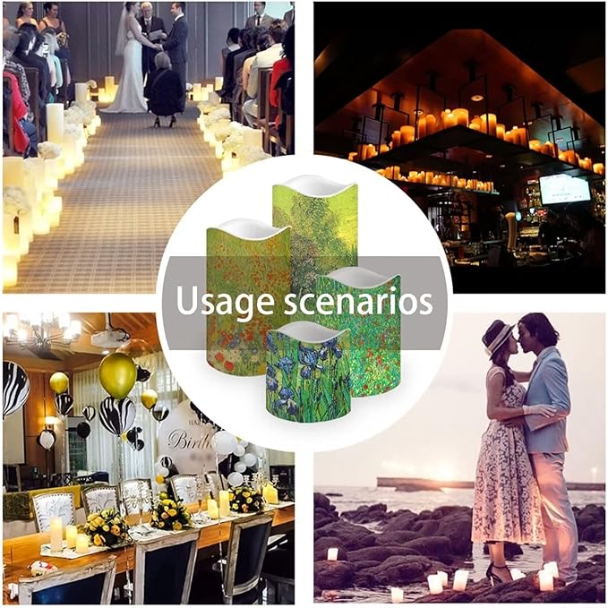 Ystardream Plastic Moving Flickering LED Candles with Remote Color Changing & Timer, 4 Packs Won't Melt Candles for Room Decor Accessories for Christmas Halloween