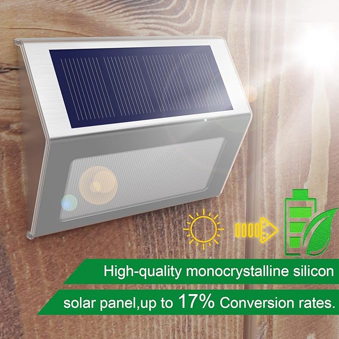 JSOT 12 Pack Solar Lights Outdoor Waterproof for Stairs Decor, Solar Deck Lights Stainless Steel Step Fence Patio Post Wall Lamp for Garden Pathway Walkway LED Lamp Light [Warm Light]