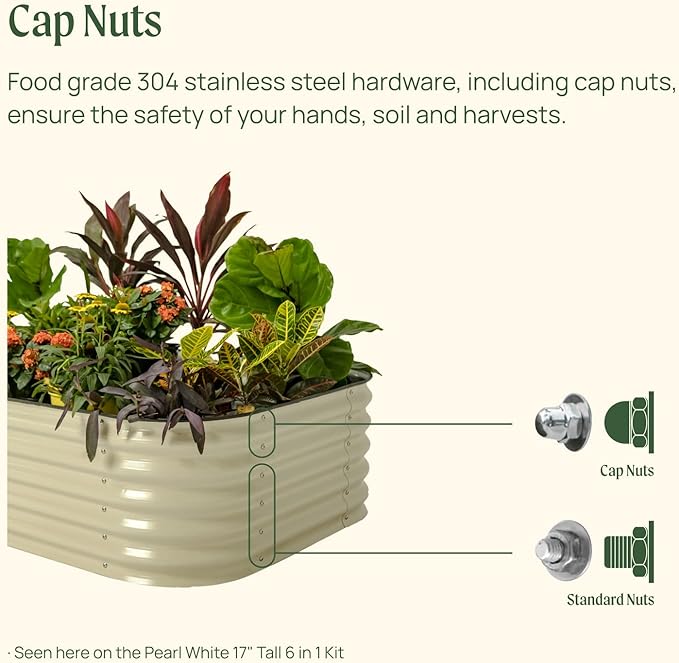 Vego garden Raised Garden Bed Kits, 17" Tall 9 in 1 8ft X 2ft Metal Raised Planter Bed for Vegetables Flowers Ground Planter Box-British Green