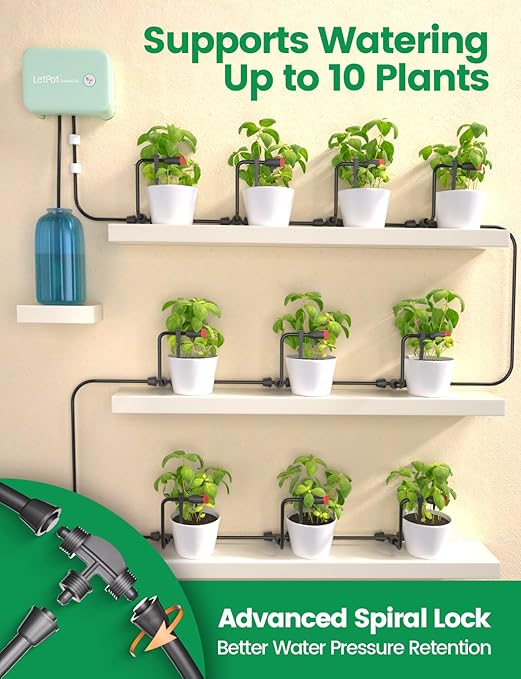 LetPot Automatic Watering System for Potted Plants, [Wi-Fi & App Control] Drip Irrigation Kit System, Smart Plant Watering Devices for Indoor Outdoor, Water Shortage Remind, IPX66, Green
