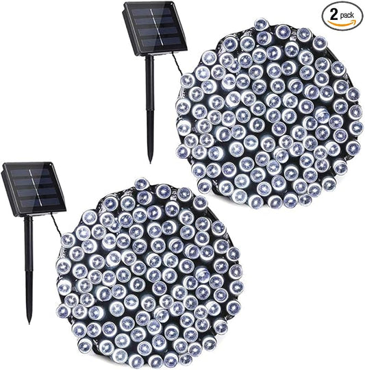 Toodour Solar Christmas Lights, 2 Packs Total 144ft 400 LED 8 Modes Solar String Lights, Waterproof Solar Outdoor Christmas Lights for Garden, Patio, Fence, Balcony, Christmas Tree Decor - White