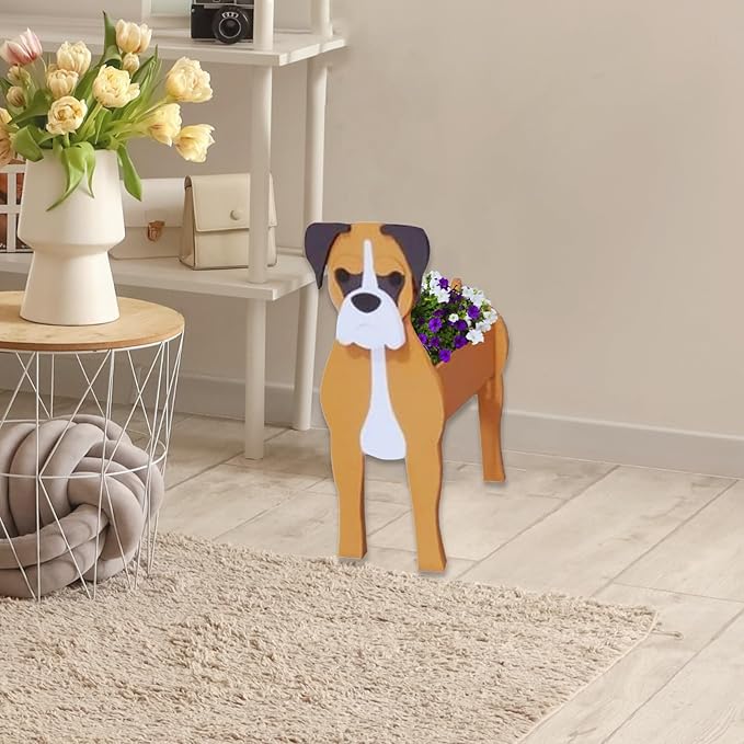 Boxer Dog Planter Plant Pots,Cute Garden Dog Flower Planter,Dog Planters Birthday Gifts for Women,Office,Indoor/Outdoor Decor（9.45 * 8.54 * 13.23in）