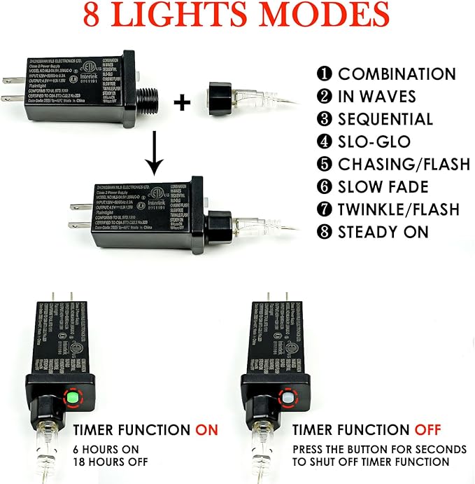 33Ft 100LED Fairy Lights Plug in, Waterproof String Lights Outdoor & Indoor 8 Modes with Timer, Christmas Light Bedroom Decor, Twinkle Light for Girl's Room Garden Christmas Decorations (Cool White)