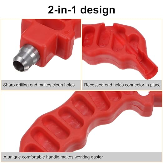HARFINGTON 2Pcs 2-in-One Drip Irrigation Tubing Hole Punch 8mm for 1/4 Inch Fitting and Emitter Insertion Drip Tube Hole Punch Fitting Insertion Tools for Laying Branch Drip Pipes, Red