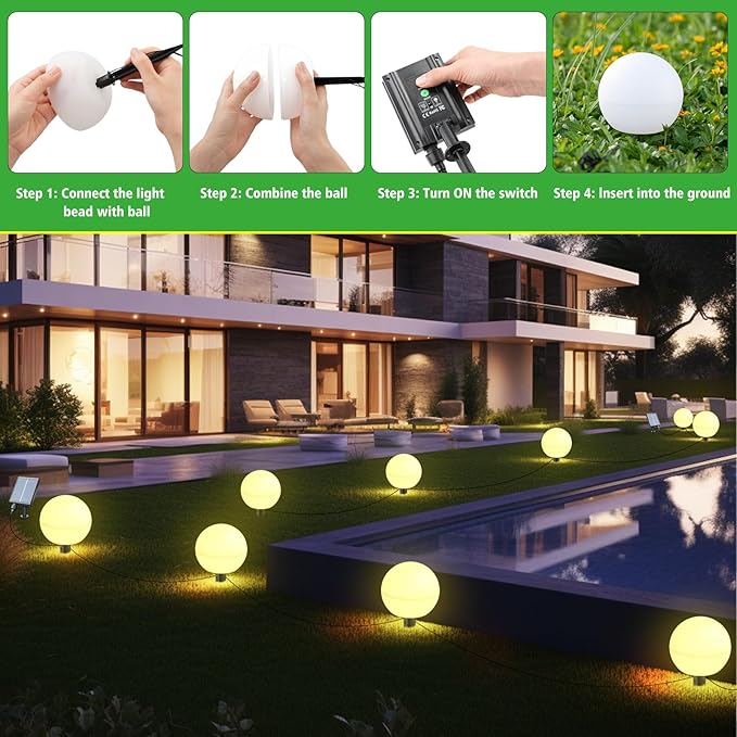 Solar Lights Outdoor Waterproof Decorations, 5 Pack Solar Globe Lights for Outside Color Changing Solar Garden Lights for Christmas Tree Yard Patio Pathway Party Decor