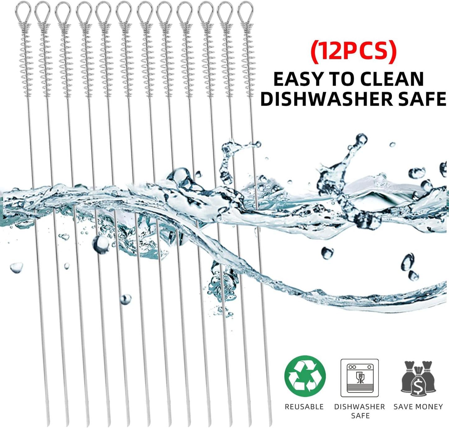 16"" 12 Pack - Metal Skewers Flat Long Kabob Skewers Reusable BBQ Barbecue Shish Sticks Skewers for Grilling, Stainless Steel, Sliver