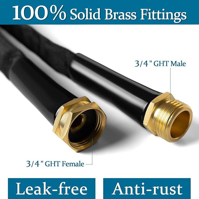 Garden Hose 50ft Made of TPE(BetterThan PVC), with 10 Patterns Sprayer Nozzle, Ultra-Light & Flexible Water Hose with Solid Brass Fittings, Non-Shrinking, Easy to Storage, Drinking Water Safe Material