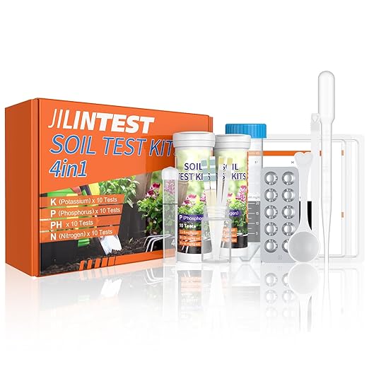 Pawfly 4 in 1 Soil Test Kit for pH, Nitrogen, Phosphorus & Potassium, 40 Tests Soil Testing Kit for Lawn Garden Yard Farm, Accurate Soil pH Test Kit for Vegetable Flower Grass Indoor & Outdoor Plants