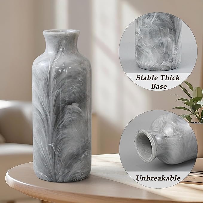 Resin 3 Piece Vase Set, Farmhouse Decor, Home Decorative Vase, Vases for Your Kitchen, Bedroom, Office, Living Room, Bathroom, & Shelf Centerpiece Table Decorations, Grey
