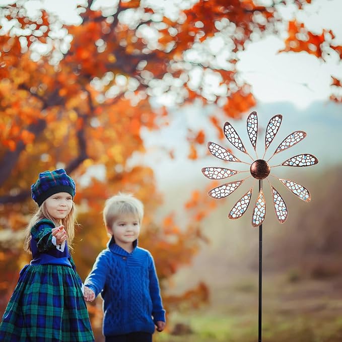 DREAMYSOUL Outdoor Wind Spinner 33" Metal Wind Sculpture Waterproof Fluorescence Wind Spinners for Garden Patio Lawn Decoration
