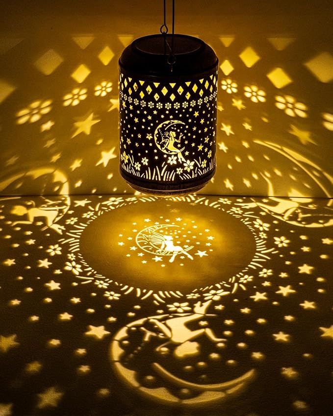 Solar Lanterns Outdoor Hanging Waterproof,Fairy Garden Decor Gifts for Women Mom, Solar Lights Metal Fall Decoration Outside for Yard, Patio,Garden,Backyard,Porch