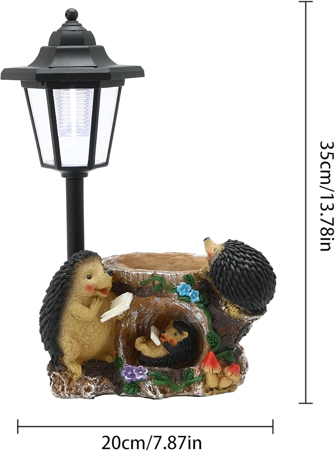 Solar Garden Outdoor Decor Statues Warm Hedgehog Family of Three with Light,Outside-Outdoor Decorations Sculptures for Patio Yard Lawn Walkway Ornaments Clearance Gifts for Mom Grandma Birthday