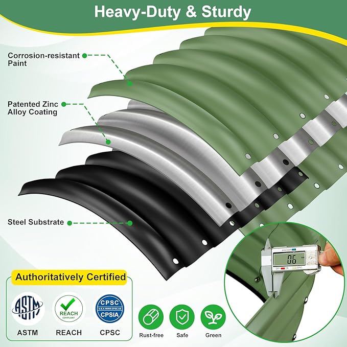 Olive Green 4x2x0.9ft Raised Garden Bed, Deep Metal Garden Bed, Large Galvanized Raised Garden Beds Outdoor, Raised Planter Box Kit for Vegetables, Flowers, Fruits