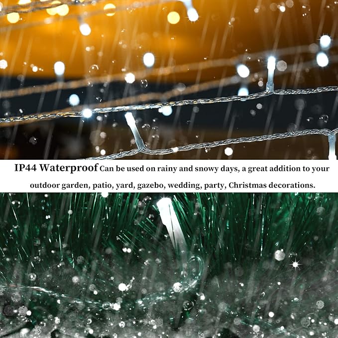 Outdoor Christmas String Lights, 800LED 330FT White Fairy Lights, 8 Mode Plug in Waterproof Indoor Outdoor Decor Lights for Bedroom Christmas Thanksgiving Wedding Party Garden Yard Tree