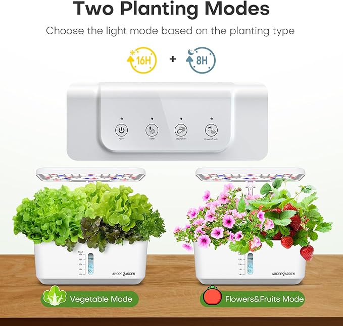 Ahopegarden Indoor Garden Hydroponics Growing System: 10 Pods Plant Germination Kit Aeroponic Herb Vegetable Growth Lamp Countertop with LED Grow Light - Hydrophonic Planter Grower Harvest Lettuce