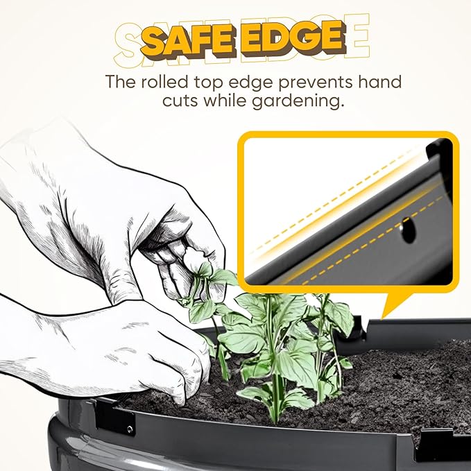 KING BIRD Raised Garden Bed Kit 2025 Upgraded Quick-Setup Galvanized Planter Garden Box Outdoor for Gardening, Vegetables, Flowers, 74x36x23 in, Dark Grey