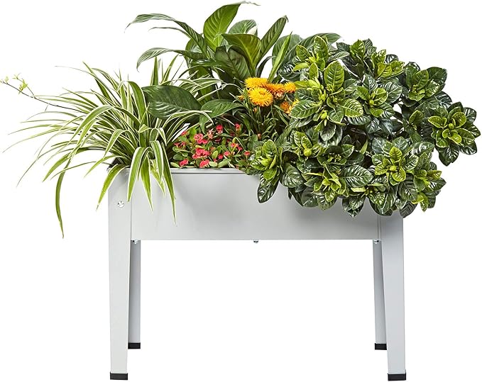 Raised Garden Bed, Garden Raised Planter Box with Legs, Galvanized Garden Planter for Herbs and Vegetables (24" Grey)