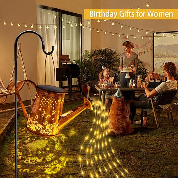 Solar Watering Can Lights, Unique Owl Gardening Gifts for Mom Women Grandma Birthday, Waterproof Large Hanging Solar Lantern for Outdoor Garden Patio Yard Pathway