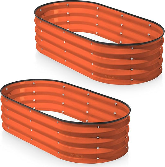 Galvanized Raised Garden Beds Outdoor // 4×2×1 ft (2-Pack) Planter Raised Beds for Gardening, Vegetables, Flowers (Orange) // Large Metal Garden Box