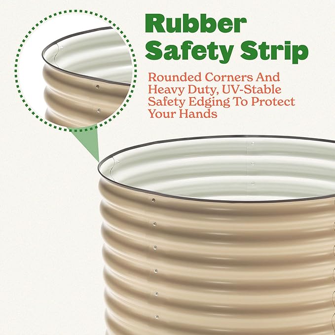 Epic Gardening 5-in-1 Modular Galvanized Raised Garden Bed Kit, 30" Short Metal Planter Box, Durable Aluzinc Steel Raised Garden Bed Outdoor for Vegetables, Herbs, Flowers & Fruits - Round Light Clay