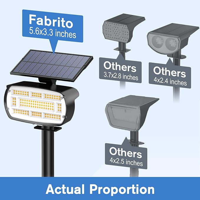 Fabrito Solar Spot Lights Outdoor 136 LEDs, Large Area Lighting Solar Lights Outdoor, 6 Pack IP65 Waterproof Landscape Spotlights Auto On/Off for Yard, Garden, Pathway, Plants,Tree (Warm White)