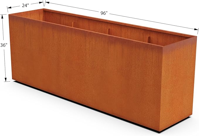 Corten Steel Planter Rectangle Outdoor Metal Garden Box Heavy Duty | Made in USA | Fully Assembled