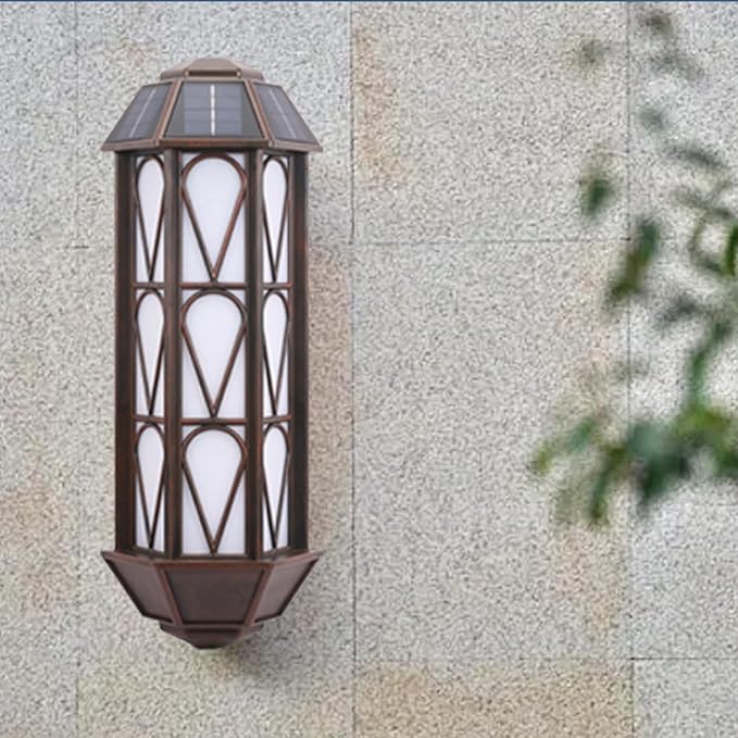 KINGLEAD Flickering Flame Solar Wall Lights Outdoor Waterproof, Light Sensor Outdoor Wall Lights with 2 Lighting Mode, Vintage Solar Wall Lights for House Garden Porch Backyard Patio, 2 Pack