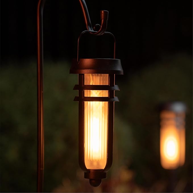 Metal Solar Torch - Adjustable Height (24" - 50"), Outdoor Lights with Flickering Flame, Waterproof Solar Powered Lights, Flame Torches for Patio, Pathway, Yard Decor, Matte Black (1-Pack)