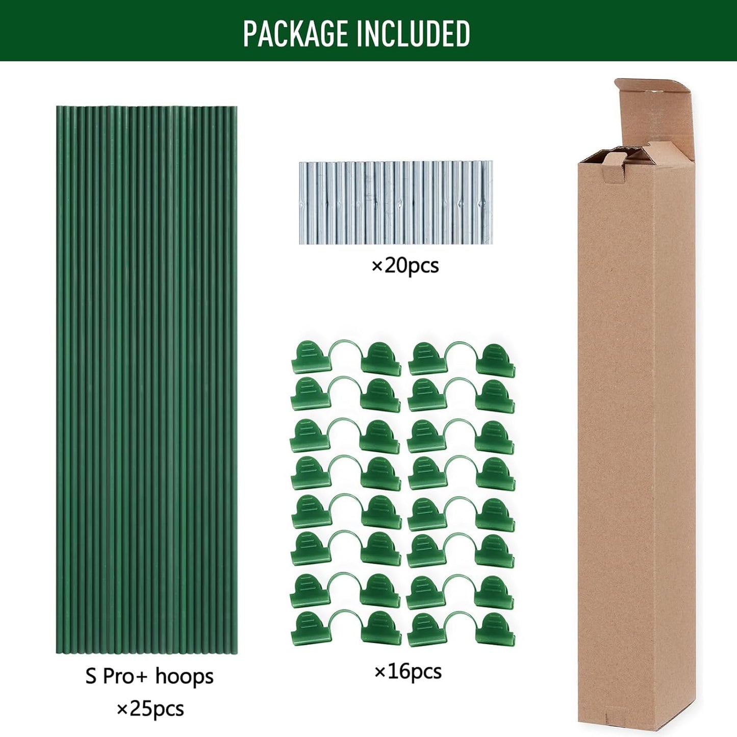 MAXPACE Greenhouse Hoops for DIY Grow Tunnels Less Than 2.7ft Wide, Rust-Free Fiberglass Support Hoops Frame for Garden Fabric, Plant Support Garden Stakes, Gardening Supplies, 25pcs