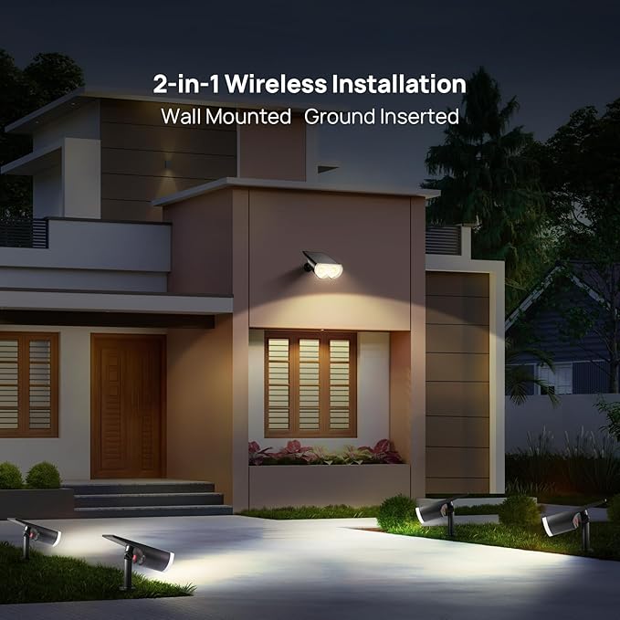 Solar Spot Lights Outdoor, Consciot 16 LEDs IP67 Waterproof Solar Outdoor Lights, Auto On/Off Solar Landscape Spotlights, 2-in-1 Adjustable Wall Lights for Garden Yard Pathway, 6 Pack (Warm White)