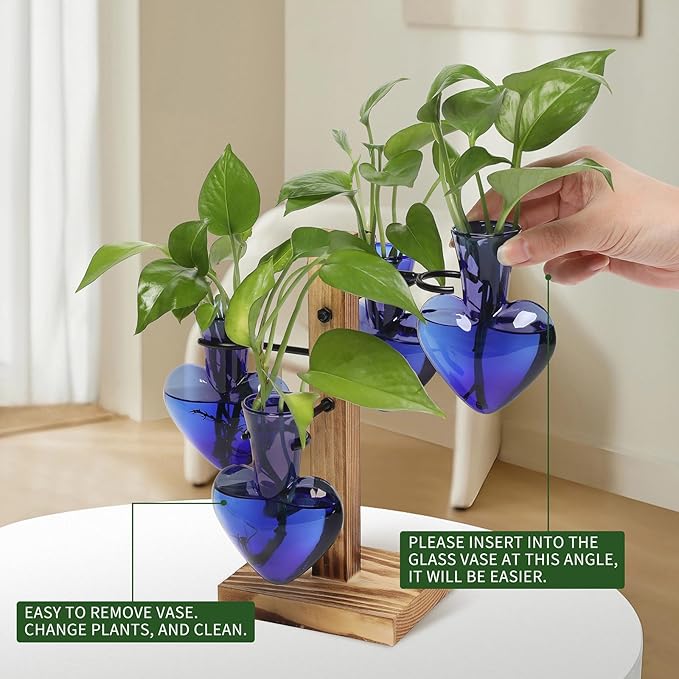 Plants Propagation Stations Plant Terrarium Kit Glass Planters for Indoor Plants House Plant Accessories Gift for Women - 4 Love Bulb Vase