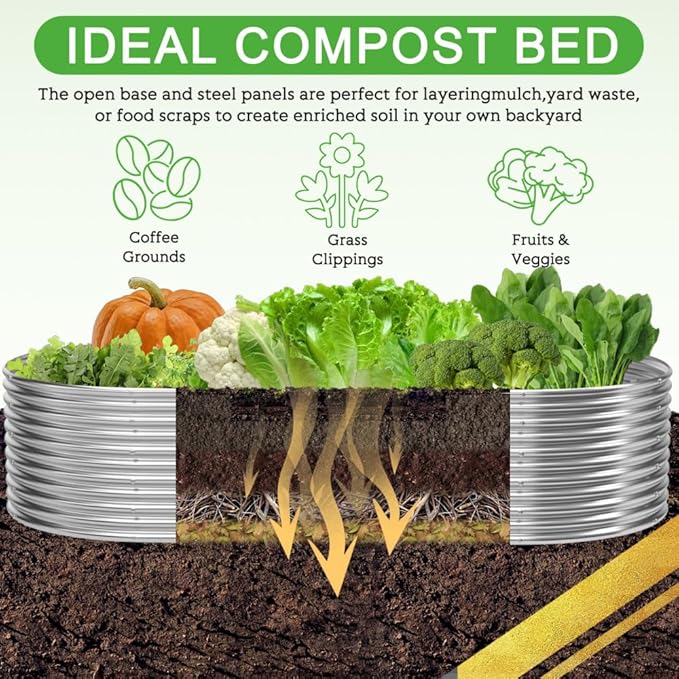 Tall Galvanized Raised Garden Bed Outdoor,Metal Garden Bed for Vegetables,Steel Raised Beds for Gardening,Above Ground Garden Box for Flower-44x22 inch