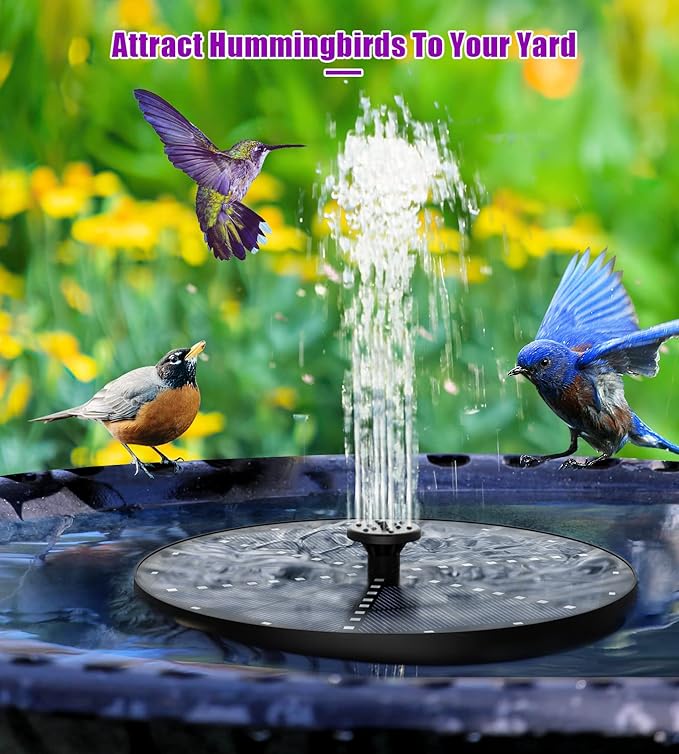 SZMP Solar Fountain 4W Bird Bath Fountains Upgraded 60 LED Lights, Solar Powered Fountain Pump Built-in 4000 Battery with 7 Nozzle & 4 Fixer, Solar Water Fountain for Garden, Bird Bath, Pool, Pond