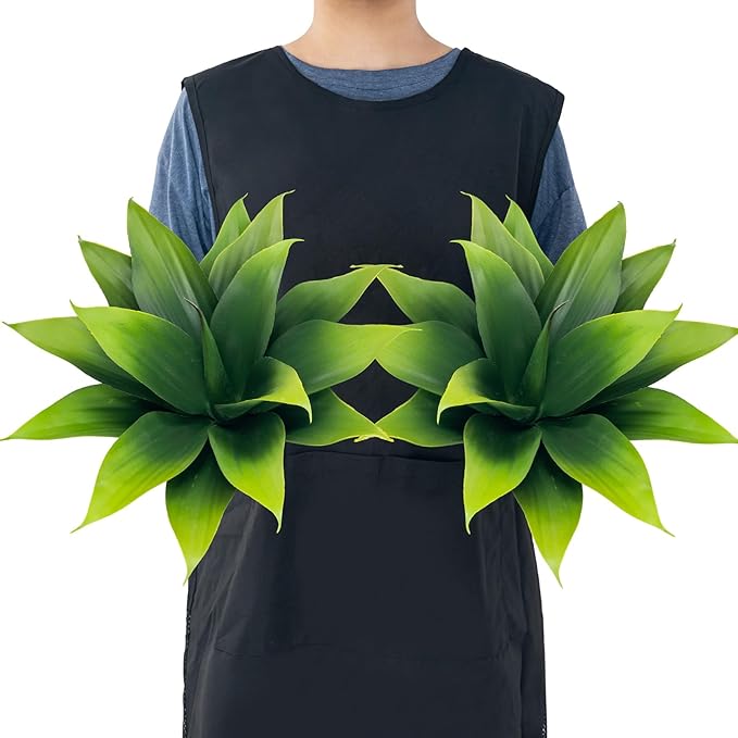 Fake Plants Artificial Agave Plants,Large UV Resistant Fake Agave Planters for Indoor and Outdoor Decorating Tropical Plant Succulents Greenery Indoor Decor((2Pack Light Green) 13.8"