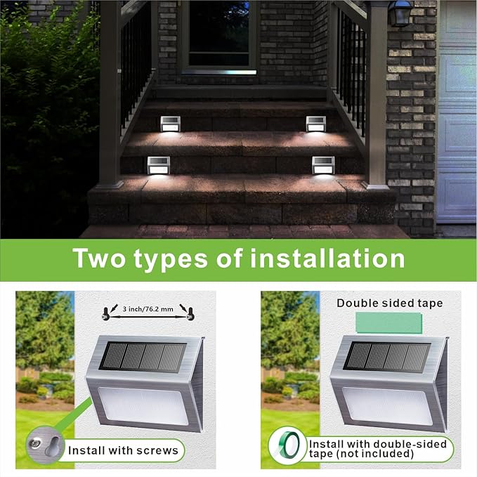 XLUX Solar Powered Lights for Deck Steps Stairs Fences Pathway Path, LED lamp, Outdoor Waterproof, White Light 6 Pack