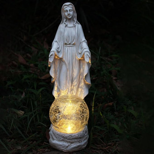Solar Garden Decor Virgin Mary Figure with Lights,Blessed Mother Outdoor Statue for Home/Garden Decor, Gift for Women/Monther(11.22" H)