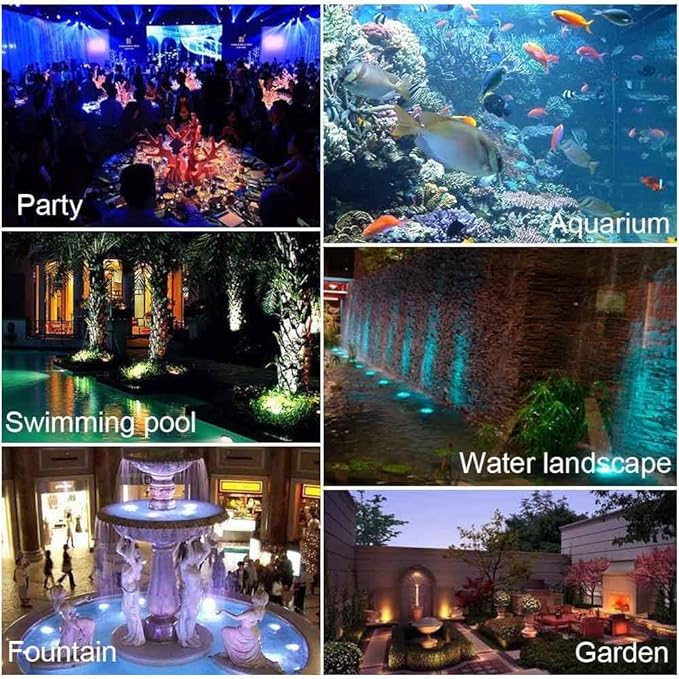 Pond Lights Underwater LED RGB Colored Fountain Lights IP68 Waterproof Spotlight Timing Adjustable Submersible Spot Lights for Fish Pond Garden Lawn Yard Waterfall (Set of 3)