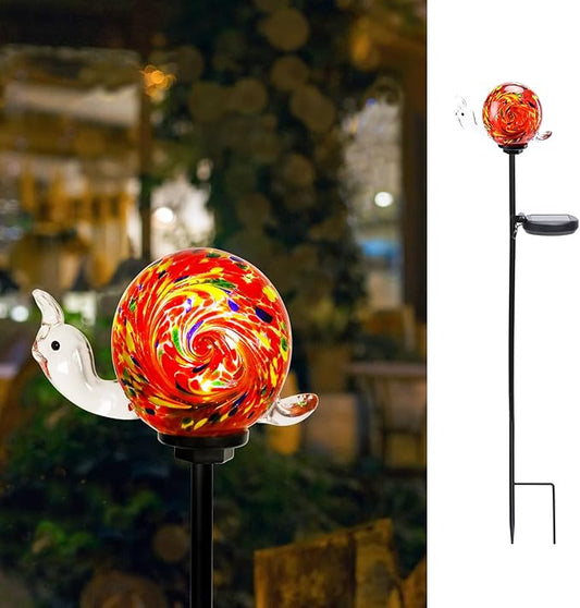 Solar Garden Decoration Outdoor Snail Lights, Hand Blown Glass Waterproof Solar Light Stake Decorate Paths, Pathways, Lawns and Yards Art for Mom, Mother's Day Gifts