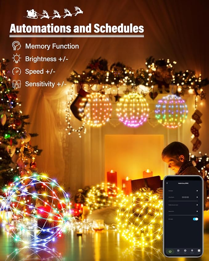 Smart RGB Outdoor Hanging Ball Lights - 11.8 inch 108LED Outdoor Color Changing Decorations Lights,Bluetooth APP Remote Control Dimmable Waterproof Globe Fairy Lights 1 Pack
